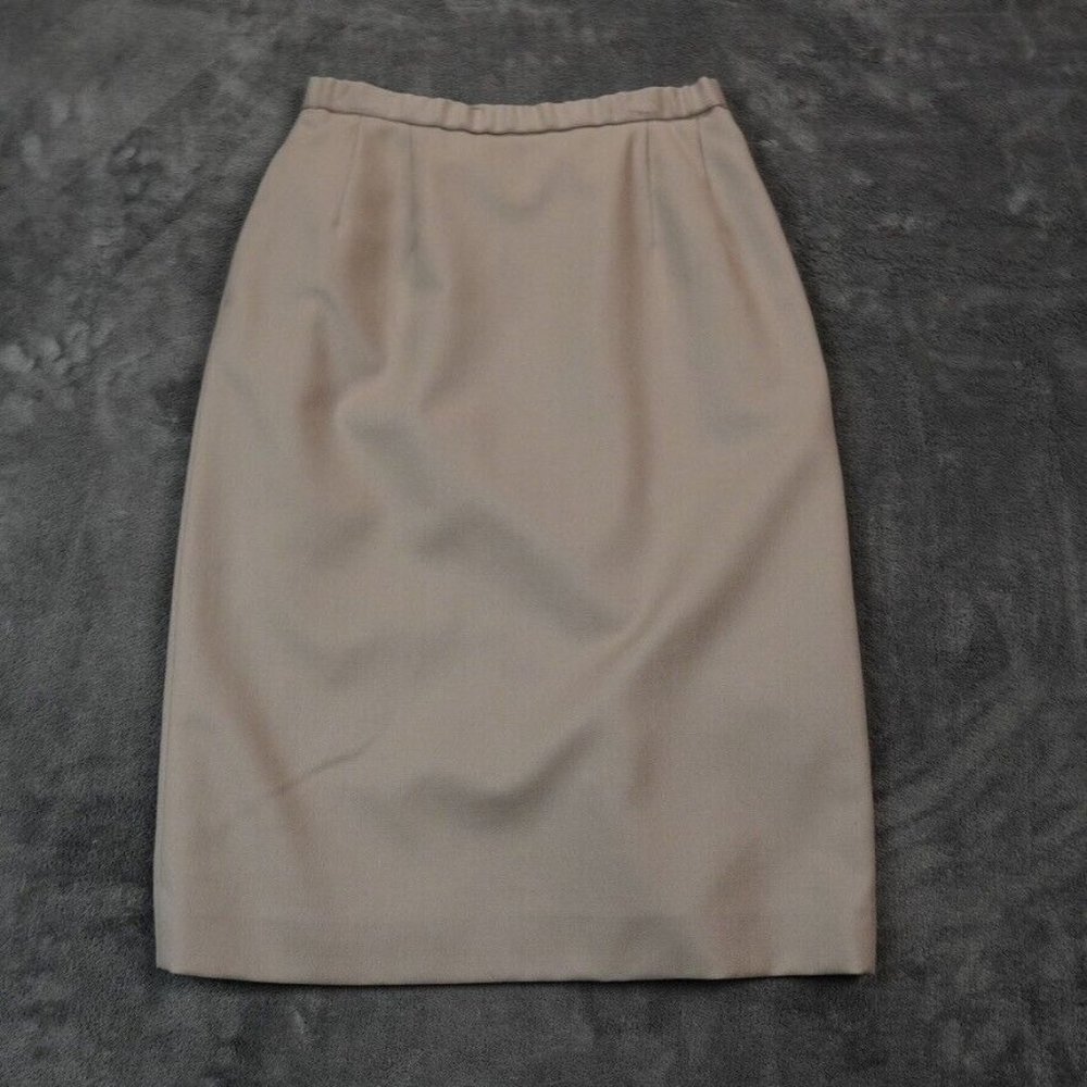 Vintage Pendleton Skirt Womens 6 Beige Pencil Virgin Wool Maxi Academia
